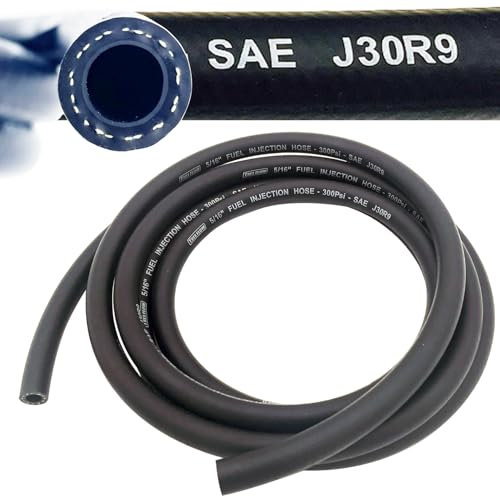 TREXFLOW TF SAE 30R9 Fuel Hose Line 5/16 10FT Length High Pressure push lock fuel hose SAEJ30R9 300 psi (10FT, 5/16 ID)
