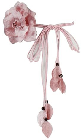 Inzegao Cintura da donna in corda con fiore in chiffon, per abito da cocktail e tea party, Rosa, taglia unica