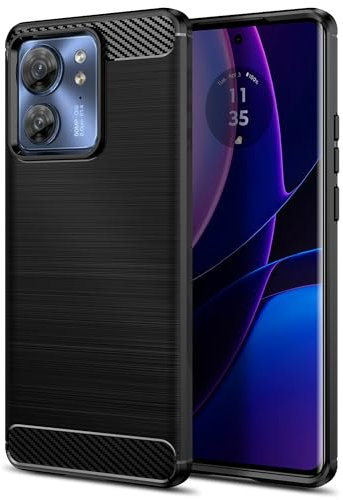 Qiinogow Funda para Motorola Edge 40 5G, Antigolpes Carcasa con Suave de TPU, Capa Ultrafina de Fibra de Carbono (Negro)