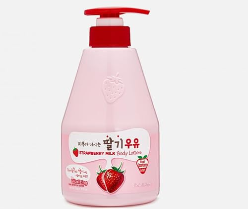 KWAILNARA Strawberry Milk Vitalizing Body Lotion 560g | Long Lasting Hydration Body Moisturiser | Korean Skincare Lotion with Milk Protein | Soft Smooth Skin Daily Care for Dry Skin