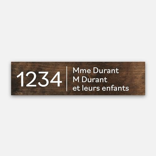 FFrame Plaque Boîtes aux lettres Aluminium - Plaque personnalisable nominative - Plaque Adhésive - 10x2,5cm - Bois Fonce A6 Unique