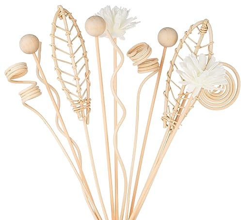 TUOYECHEN Raumduft Reed Diffuser - 12 Stück Natürliche Rattan Blumen Duft-Diffusor-Ersatz Sticks - Aroma Stäbe für Home, Office, Spa (10 Zoll, Primärfarbe)