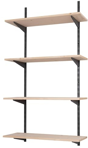 BOOMET · Wandregal Metall mit Boden · Regal in 46 Varianten · Höhe: 100 cm · 2 Ebenen in 80 x 20 cm (B x T) · Farbe: Anthrazit · Wandschienen Regalsystem · Regalträger Schienensystem