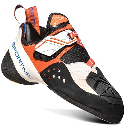 La Sportiva Womens Solution Rock Climbing Shoes, White/Lily Orange, 7