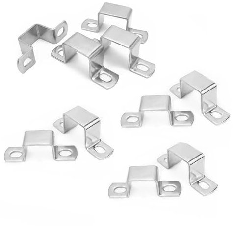 10 Morsetti a U 50x50mm Acciaio Inox 304 - Per Tubi Quadrati, Idraulica, Condotti, Porte e Barre - Staffe Professionali Anticorrosione