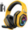Ozeino Cuffie Gaming Wireless per PC, PS5, PS4, Cuffie con USB-A e USB-C audio lossless con microfono flip, Cuffie Bluetooth con batteria da 30 ore