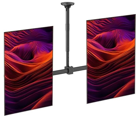 Mount Plus CB-400 2x1 Side by Side Dual Screen Menú Board Soporte de techo para vertical Vista vertical TV de 37 a 60 pulgadas | Poste de altura ajustable | Peso máximo 88 libras por pantalla |