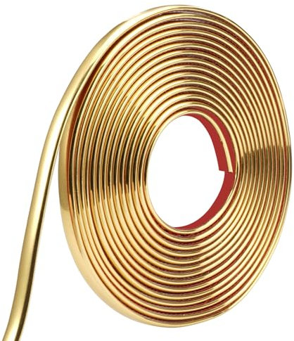 Moulure Autocollante Flexible Doré, Moulure Dorée à Décoller et à Coller Bordure de Miroir Flexible, Moulures Décoratives Autocollantes pour Mur, Meubles, Plafond, Plancher（5mx8mm）