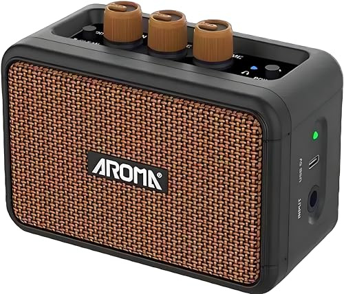 Ulumac Aroma Mini Amplificatore per Chitarra Elettrica, Amplificatore Ricaricabile per Chitarra Elettrica, Doppio Altoparlante 5W, Wireless, Portatile Retrò Piccolo Amplificatore per Pratica con