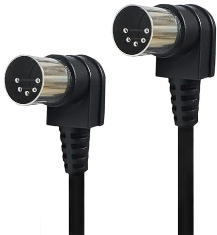 Hanprmeee Dual Right Angle 1M MIDI Cable, Male to Male 5-Pin, Compatible with MIDI Keyboard, Keyboard Synth, Rack Synth, Sampler, External Sound Card, Sound Source