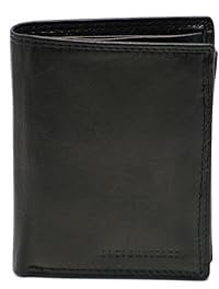 FIORDALISO Herren Geldbörse aus Leder mit Münzfach, Schwarz, Klassisch, Ideal als Geschenk für Männer