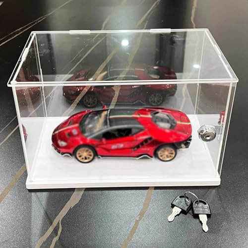 Acryl Vitrine Abschließbare, Durchsichtige Vitrine mit Schlüssel, Acryl-Vitrine, Aufbewahrungsbehälter, Klein und Groß, Staubdichte Vitrine für Modelle, Spielzeuge, Erinnerungsstücke(30x30x25cm(12x12x