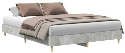 vidaXL Bettgestell ohne Matratze Betongrau 140x200 cm Holzwerkstoff, Bettrahmen, Bett, Palettenbett, Schlafzimmermöbel, Doppelbett, Plattenbett