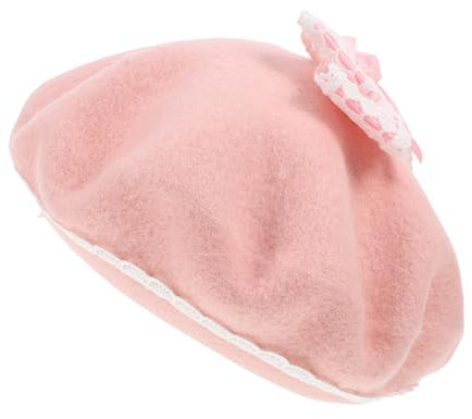 LIFKOME Erdbeermütze Wollmütze Mit Bowknot Schleife Französischem Stil Baskenmütze Warm Für Damen Mädchen Winter Alltag Reise Party