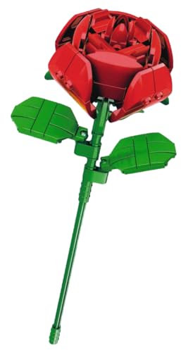 Rose Flower Building Blocks Set – Make Your Own Bouquet Faux Plant Bricks Toy Kits – for Kids 6+ and Adults