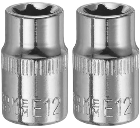 sourcing map Lot de 2 douilles E-Torx 3/8 E12 - Douille profonde Torx externe CR-V 6 points - Douille femelle pour réparation automobile, entretien domestique, bricolage, fabrication artisanale -