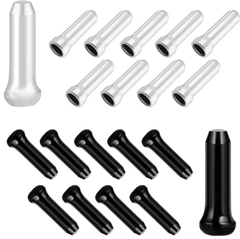 Qrity 20 Stück Fahrrad Endkappe Endhülse, Fahrrad-Bremskabelkappen, Endkappen Schaltzug, für Rennrad und Mountainbike, Schwarz und Silber