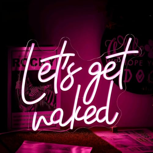 Lets Get Waked Neon Zeichen für Wanddekoration Neon Wandkunst Acryl LED Lichter mit hängender Kette Licht oben für Schlafzimmer Decor Mann Höhle Bar Pub Absolvent Hochzeit 5V USB Powered Dimmable
