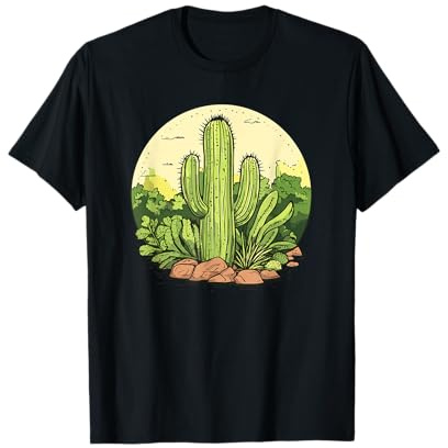 Arte de la escena del desierto bajo la luna de cactus Camiseta