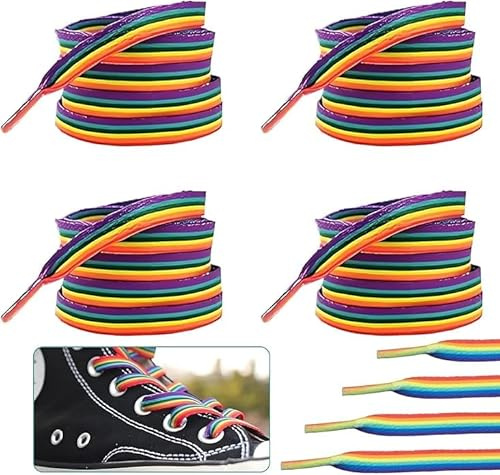 YSHODGU 2 Paar Bunte Schuhbänder 140cm - Regenbogen Schnürsenkel Pride Rainbow Schuhbänder, Regenbogen Accessoires,Cschnürsenkel Sneaker für Sneaker, Pride Accessoires & LGBTQ Events