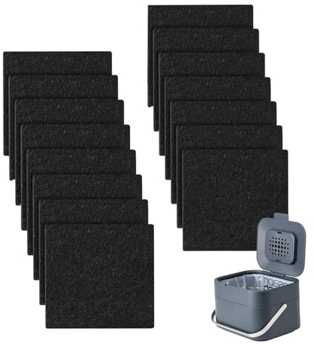 15 Pcs Odour Filter for J&J Kitchen Compost Bin Food Waste Caddy Odour Filters to Keep Your Home Fresh Compatible for Joseph Kitchen Bin Caddy Replacement Activated Carbon Filters