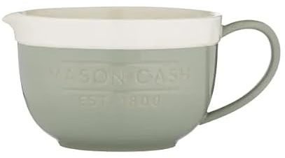 Mason Cash Bakers Options | Earthenware Sage Green & White | Classic Bakeware for Dough, Pastry & Cake Mixing | Dishwasher & Freezer Safe (Batter Bowl)