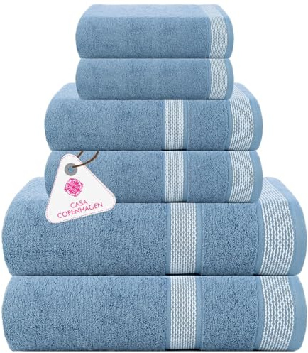Casa Copenhagen 6-teiliges Badehandtuch-Geschenkset, 600 g/m²,Dunkellila | Solitaire 100 % ägyptische Baumwolle – 2 Badetücher, 2 Handtücher, 2 Waschhandschuhe (Geschenkset für Damen & Herren)