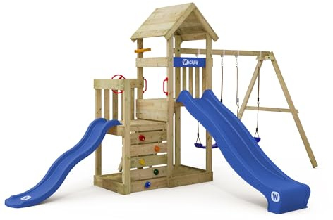 Wickey Spielturm Skyflyer 120 & 90, Blaue Rutsche, Blaue Plane
