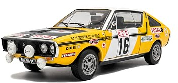Solido Renault 17 PH.1#23 – 70er Fastback-Coupé im Rallye-Trimm, Startnummer, Zusatzscheinwerfer, Diecast Modellauto, Gelb-Schwarz, 1:18