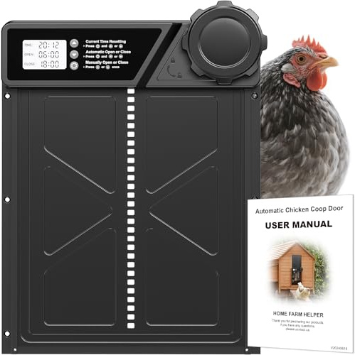 Grande porta automatica per pollaio a batteria, porta automatica pollaio in alluminio con timer, funzione anti-pizzico, schermo LCD impermeabile, per galline, anatre e oche