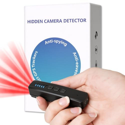 Détecteur de Caméra Cachée 5 en 1 – Détecteur de Micro Espion | Détecteur de Micros GPS, Détecteur RF sans Fil, 5 Niveaux de Sensibilité, Alarme de Sécurité pour Maison, Bureau, Hôtel