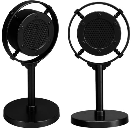 Beufee 2 pezzi microfono vintage, decorazioni musicali decorazioni retrò microfono finto in plastica supporto antico costume puntello per la decorazione della festa (Negra)