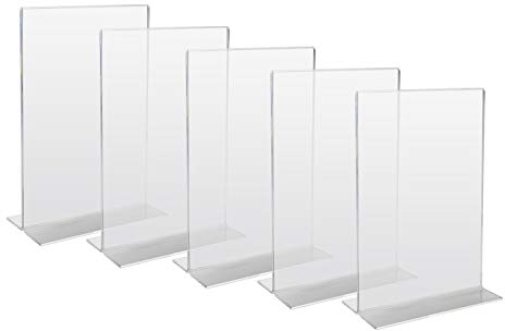 HMF 46922 Acryl Tischaufsteller gerade | 5 Stück | DIN A4 Hochformat | Glasklar