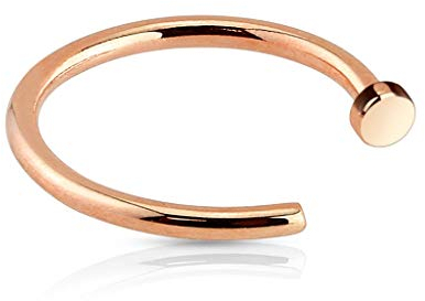 Paula & Fritz® Nose Hoop Ring Nasen-Piercing Nasenpiercing-s Nose für Nasenfluegel als Nasenschmuck Nasenstecker Nostril auch für Augenbraue, Lippe Edelstahl 316L rosé Dicke: 0.6mm, Länge: 8mm