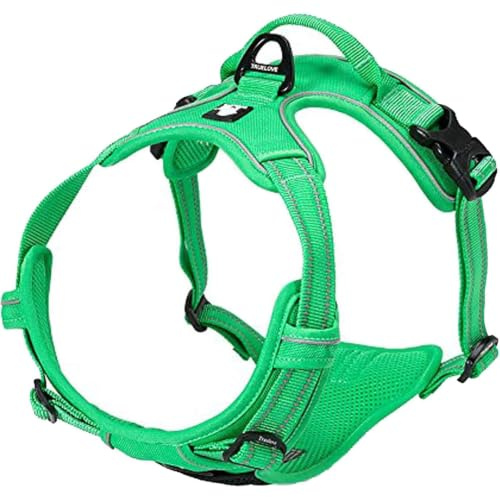Truelove Hundegeschirr TLH5651, verhindert Zerren, reflektierende Nähte Sorgen für Sichtbarkeit in der Nacht, für Abenteuer im Freien(XL, Grasgrün)