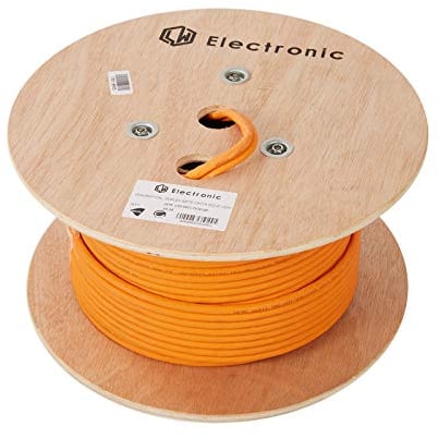 LW Electronic Verlegekabel Cat7A Duplex LAN Kabel 50m Gigabit Halogenfrei POE BauPVO Netzwerkkabel S/FTP PIMF 1200 MHz Kupfer AWG23 LSZH Installationskabel Datenkabel Orange