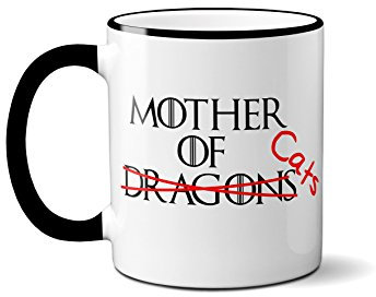 Mother of Dragons/Cats Funny Game of Thrones Mug GoT Novelty Gift Idea Coffee Cup