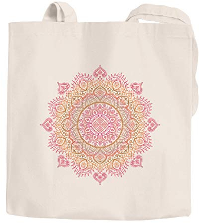 Jutebeutel Mandala Ethno Boho Baumwolltasche Stoffbeutel Tragetasche Autiga® natur-orange unisize