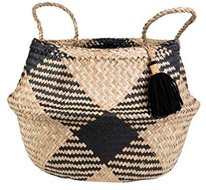 Sass & Belle Korb mit Quasten, Schwarz
