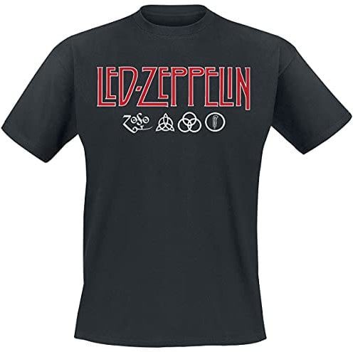 Led Zeppelin Herren Ledzeppelin_Logo & Symbols_Men_bl_ts:2XL T-Shirt, Schwarz (Black Black), XX-Large