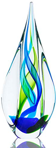 levandeo Designer Skulptur 34cm Hoch Glas Design Glasskulptur Glasdeko Blau Grün Unikat Tischdeko Deko Geschenkidee