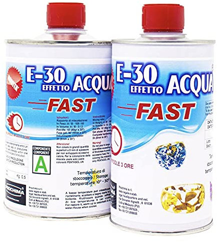 RESINA EPOSSIDICA TRASPARENTE, E-30 FAST A+B, Certificata Atossica, 800 GR