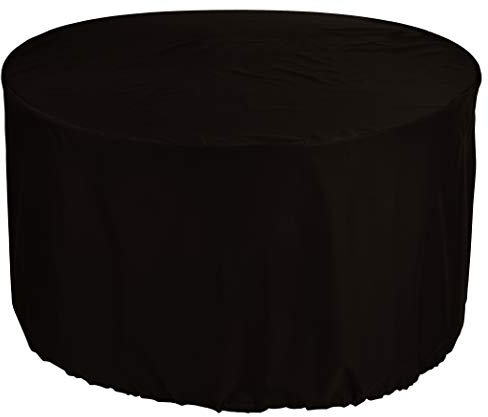 Kaufpirat Premium Abdeckplane Rund Ø 160x75 cm Essbank Sitzbank Holzbank Gartenmöbel Gartentisch Hülle Abdeckung Haube Schutzhülle Abdeckhaube 900 D, 500 g/m², 6.000 mm Wasserbeständigkeit Schwarz