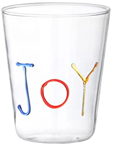 KASANOVA Bicchiere Scritta Joy in Vetro borosilicato, da 380 ml Multicolore