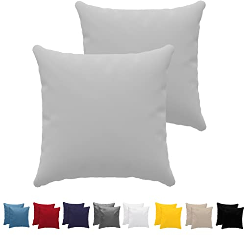 Kissenbezug 65 x 65 cm (Set mit 2) - 100% Jersey Baumwolle 150 g/qm Kissenbezüge -Grau - Für Kissen 65 x 65 cm - Kissenhülle - Kissenbezug - Resistent und Hypoallergen - Dreamzie