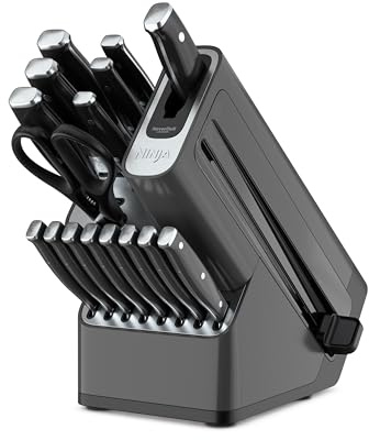 Ninja K32017 Foodi NeverDull Premium Knife System, 17 Piece Knife Block Set with Built-in Sharpener, German Stainless Steel Knives, Black