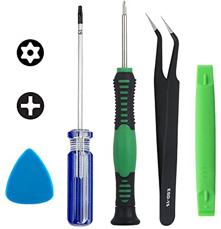 Destornillador de seguridad Torx PH00 Phillips y TR9 de 2.0 mm, pinzas ESD, herramientas de apertura de palanca compatibles con kit de reparación de controladores PS4