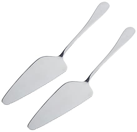 ARFUKA Cake Slice Cake Server Stainless Steel Cake Slicer and Server Cake Cutter Pie Server with Serrated Edges for Cake Pizza Fruit Cutting Pack of 2, Silver
