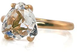 Anneaux En Or Rose D'anemone - Quartz Clair En Or Rose - Bague De Fiançailles 14k, Bagues De Promesse Pour Femmes, Bagues Cadeaux Pour Femmes - Bijoux Faits Main Avec Boîte Cadeau