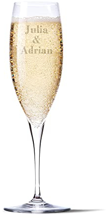 Made in Gift Copa de Cava Personalizada de Cristal de 200ml con Tu Nombre o Texto Perfecta como Regalo Para Bodas o Regalo Para Parejas Copa de Champán Apta para Lavavajillas